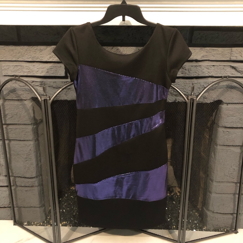 Wishes Wishes Wishes Black/Purple Short Dress